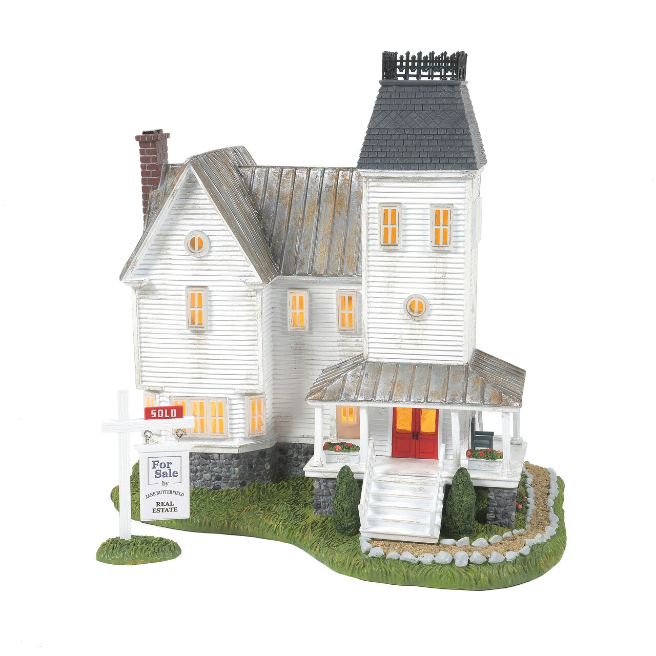 Department 56 Hot Properties Village The Beetlejuice House Lit Building Figurine and Accessory Set, 2 Pieces 9.8in H